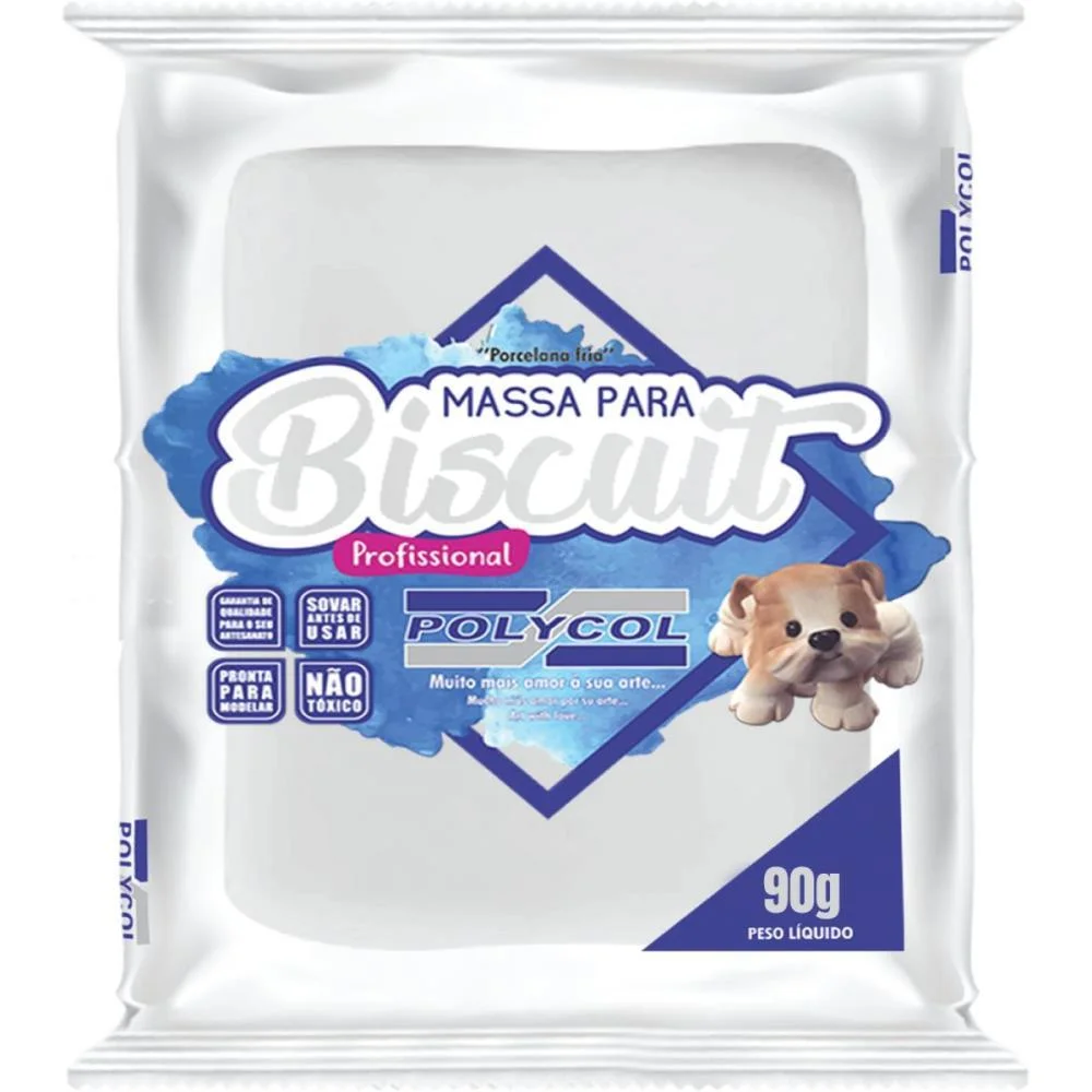 Massa De Porcelana Fria Biscuit 90G Branca Polycol (Cx.c/12)