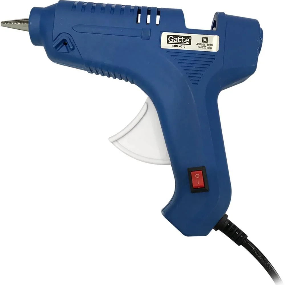 Pistola De Cola Quente 40W Grande Bivolt Prof. Azul Make+
