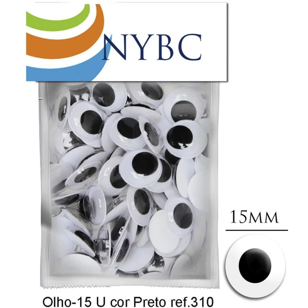 Olho Movel 15Mm Preto Nybc C/ 100 Unidades