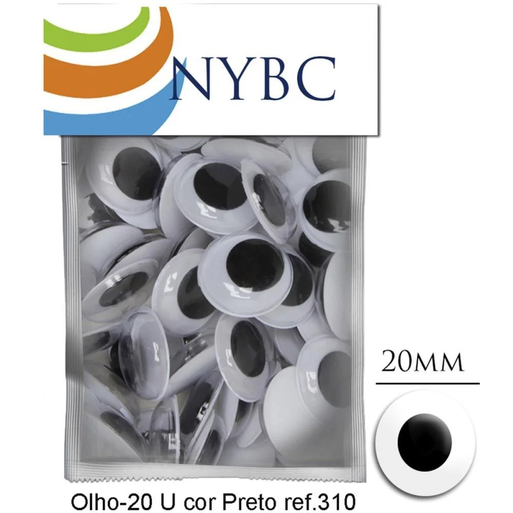 Olho Movel 20Mm Preto Nybc C/ 100 Unidades