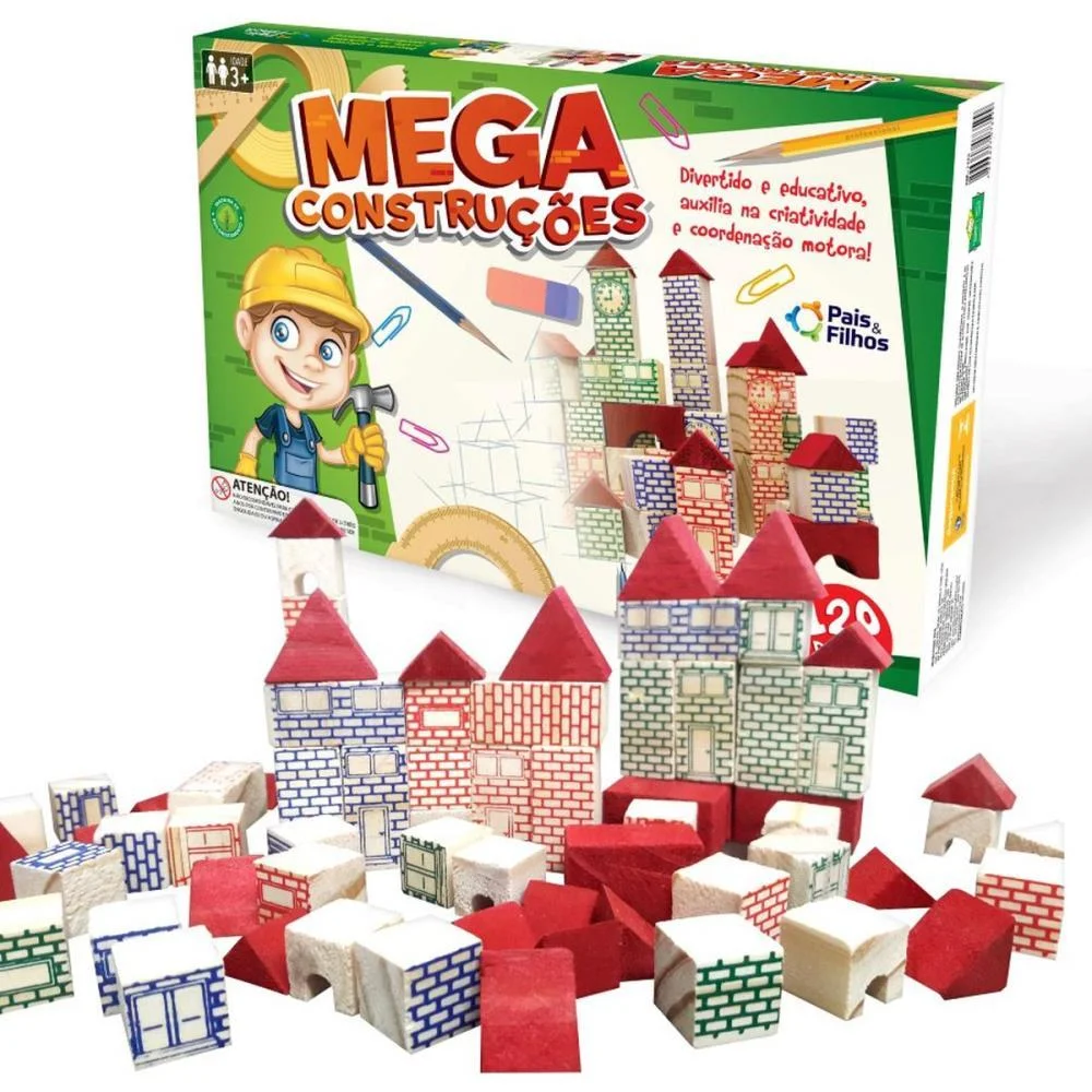 Brinquedo Para Montar Mega Construcoes 120Pecas Pais E Filhos
