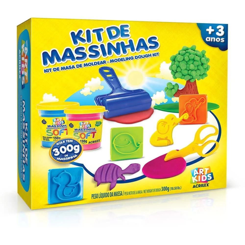 Massa Para Modelar Criativa Art Kids 7 300G C/7 Acessorios Acrilex