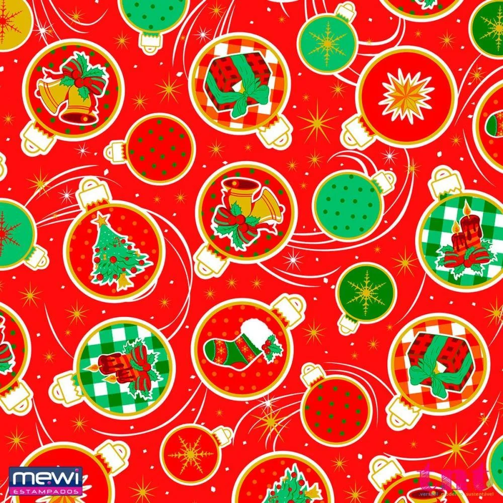 Tnt Estampado 1,40M 40G Natal Bolas Natalinas Vermelho Mewi (Rl-25Mts)