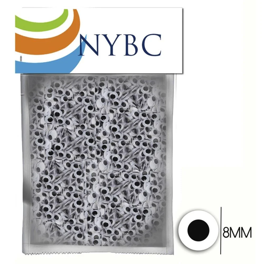 Olho Movel 8Mm Preto Nybc C/ 100 Unidades