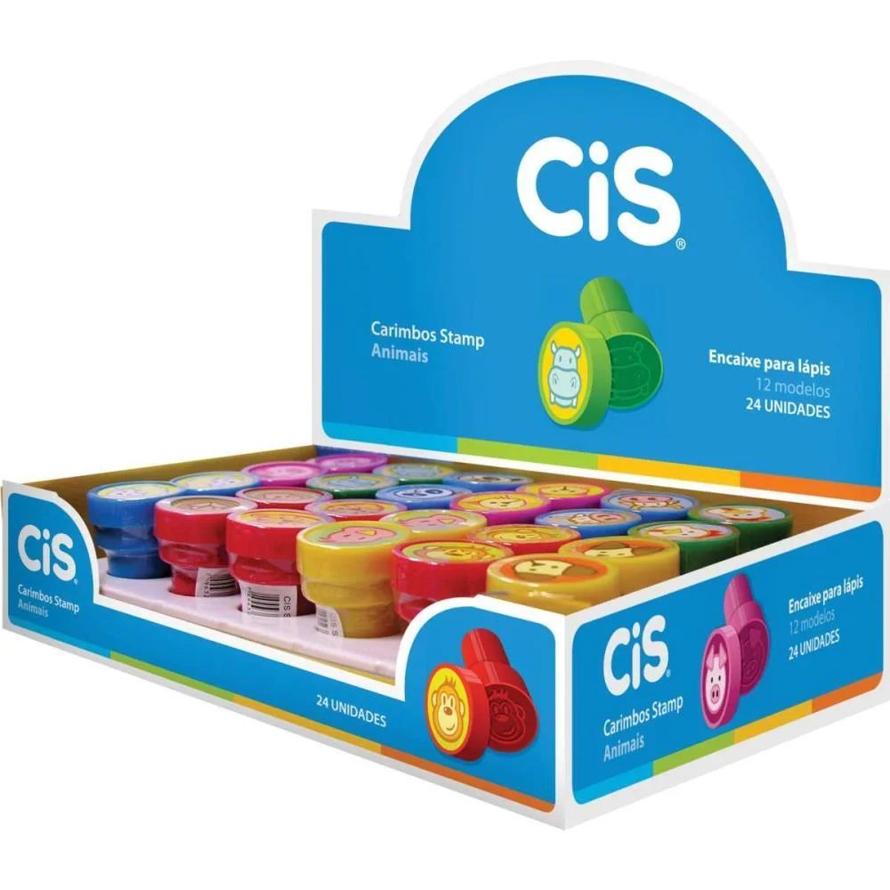 Carimbo Pedagogico Cis Stamp Animais Sertic C/ 24 Unidades