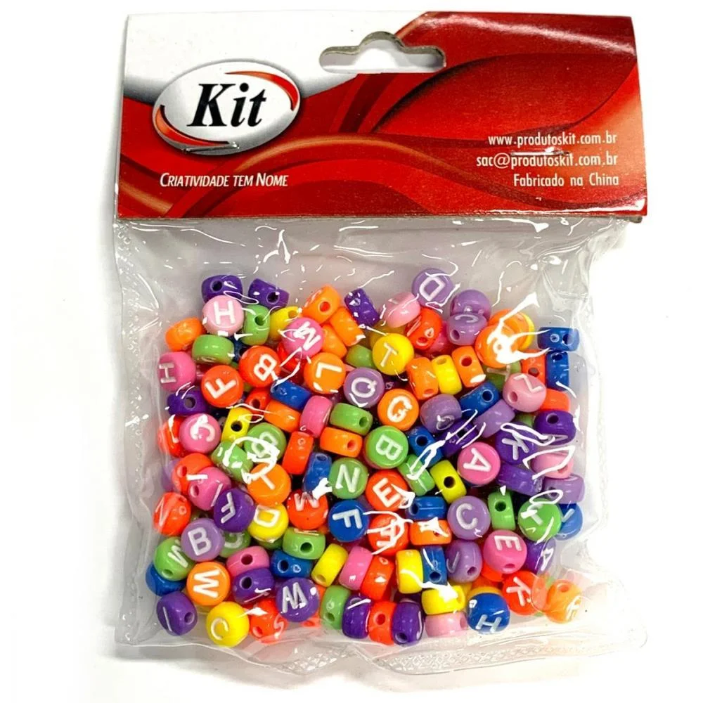 Micanga Conta Redonda Letras Candy 25G Kit (Pacote)