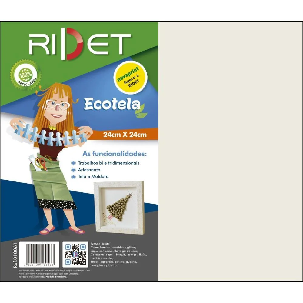 Tela Painel Para Pintura Ecotela Em Folhas 24X24Cm Ridet