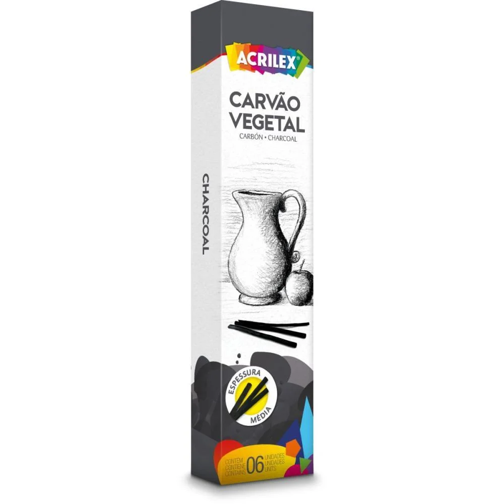 Carvao Para Desenho Vegetal Medio Acrilex (Pct.c/6)
