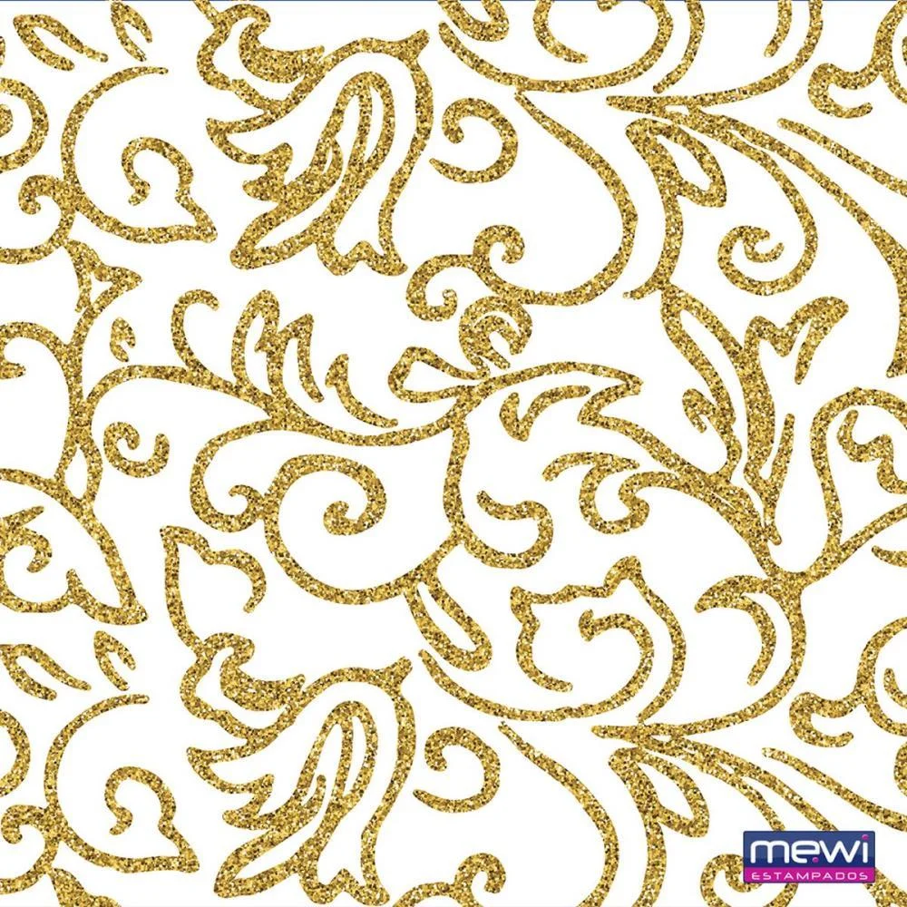 Tnt Estampado 1,40M 40G Arabesco Glitter Branco Mewi (Rl-25Mts)