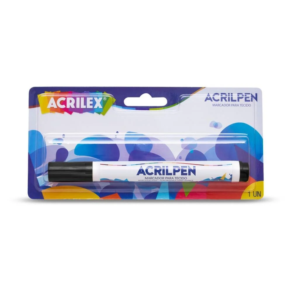 Caneta Para Tecido Preta Acrilpen Blister Acrilex (Cx.c/06)