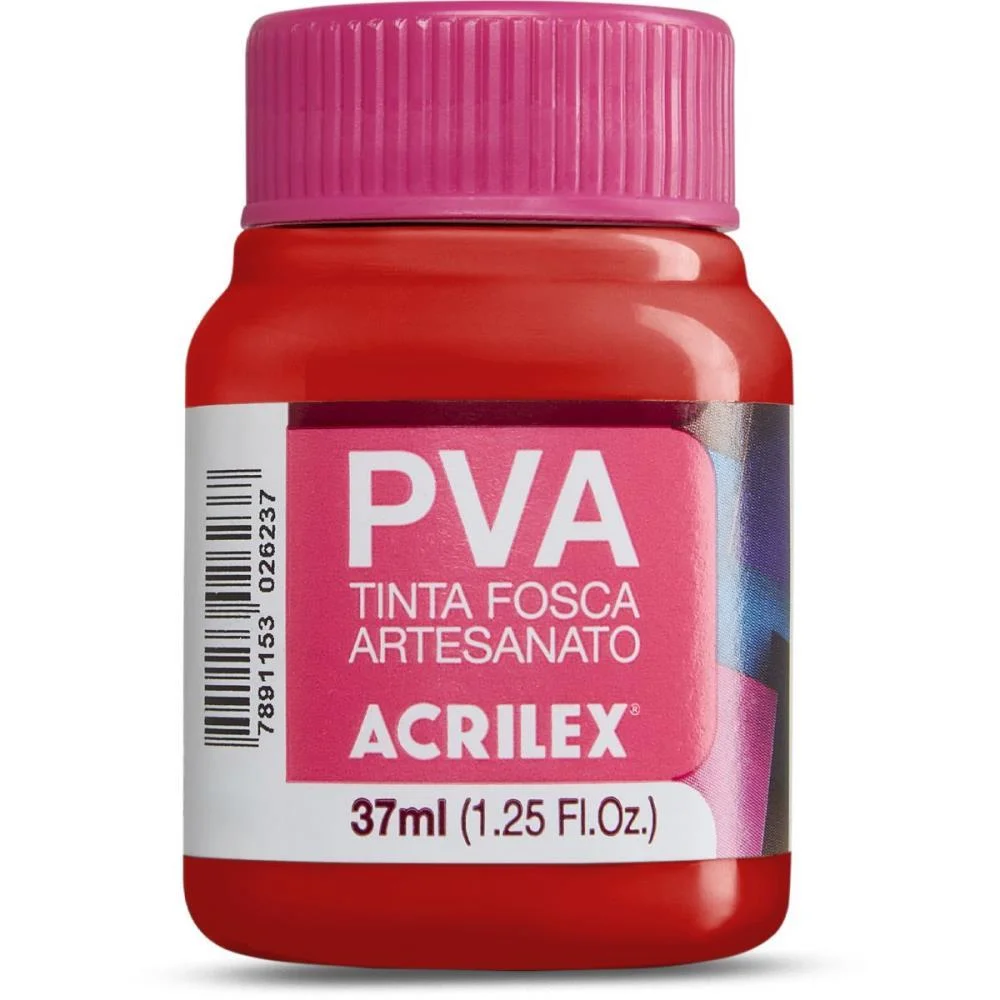 Tinta Pva 37Ml. Vermelho Vivo Acrilex (Cx.c/12)