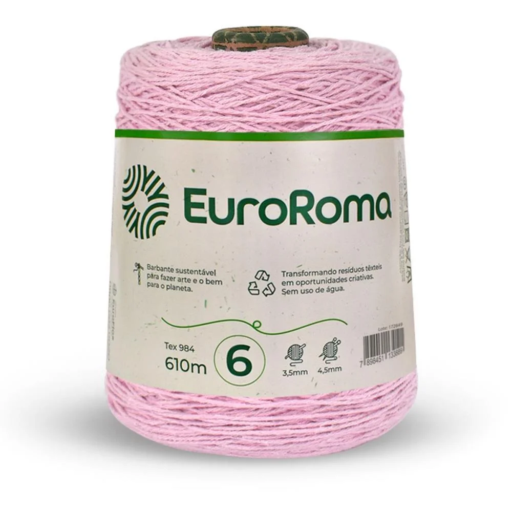 Barbante Colorido 600G 4/6 Fios 610M Rosa Bebe Euroroma