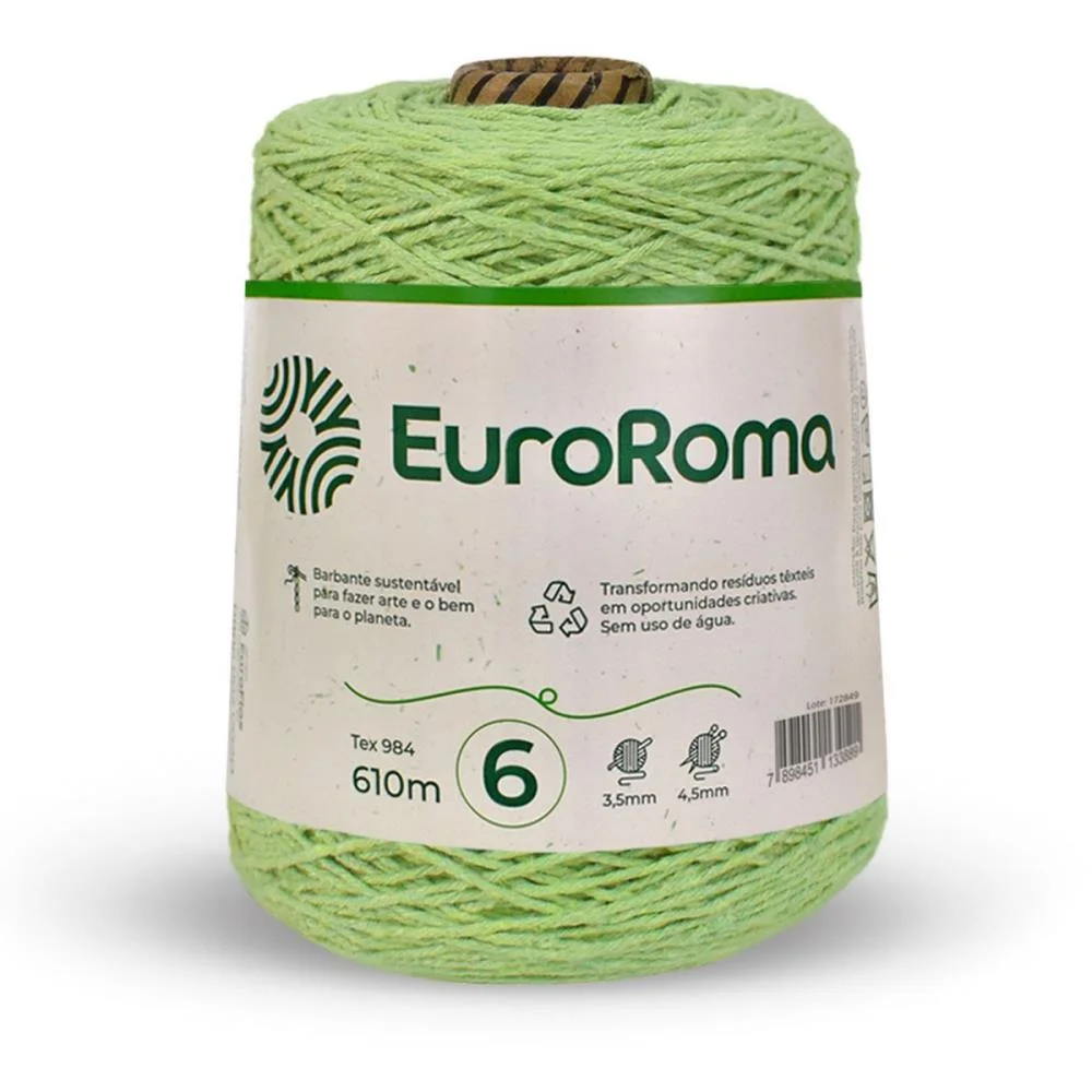 Barbante Colorido 600G 4/6 Fios 610M Verde Limao Euroroma
