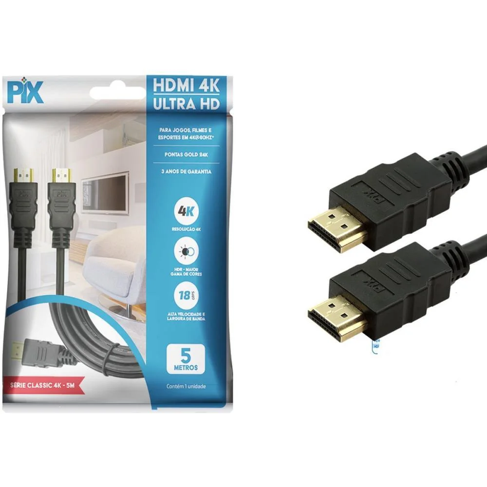 Cabo Hdmi Gold 2.0 4K Hdr 19P 5M. Santana Centro