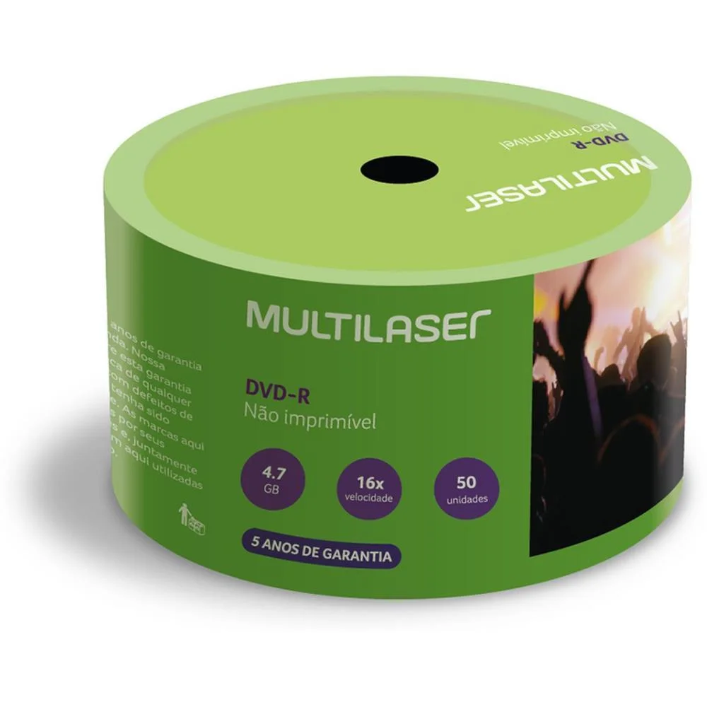 Dvd Gravavel Dvd-R 4,7Gb/120Min/16X Multi (Tubo-50)