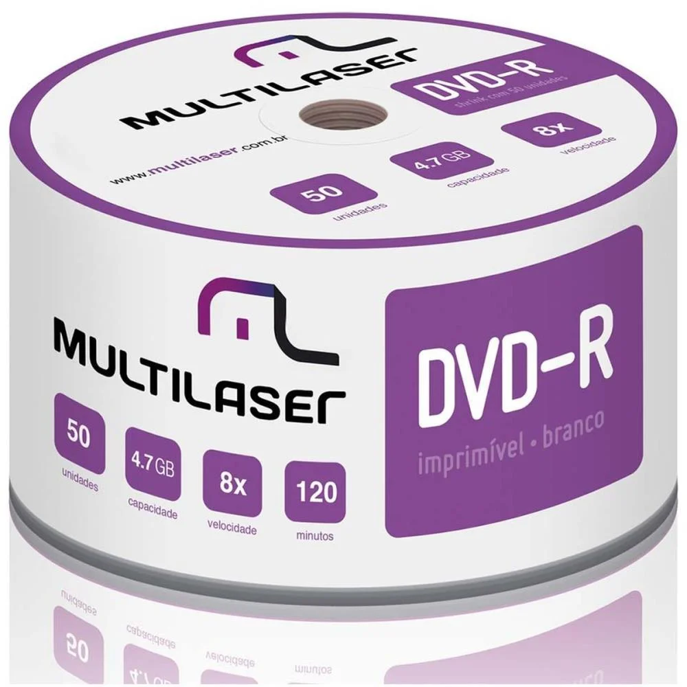 Dvd Gravavel Dvd-R 16X Shrink Imprimivel Multi (Tubo-50)