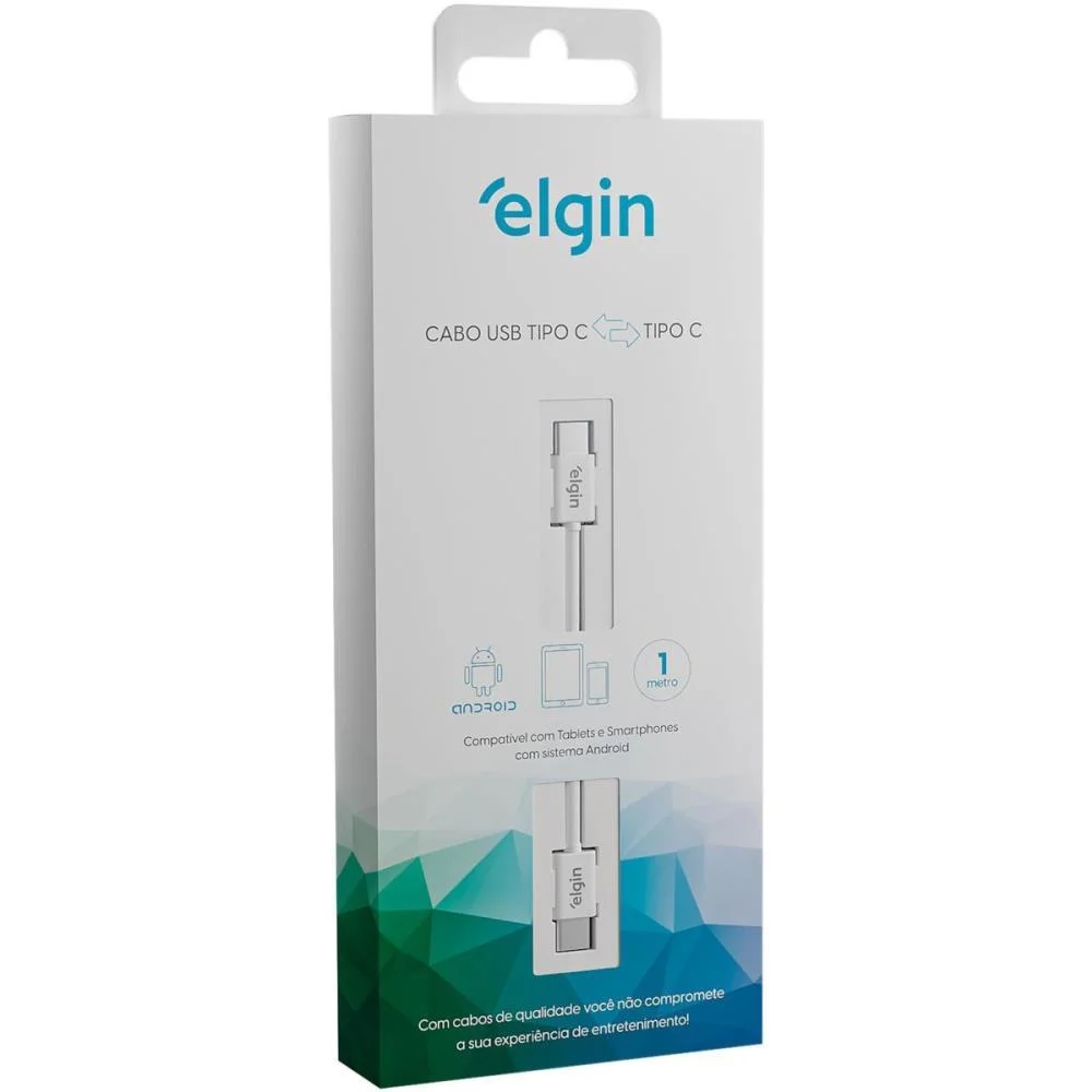 Cabo Usb Tipo-C P/Tipo C 1M Branco Elgin