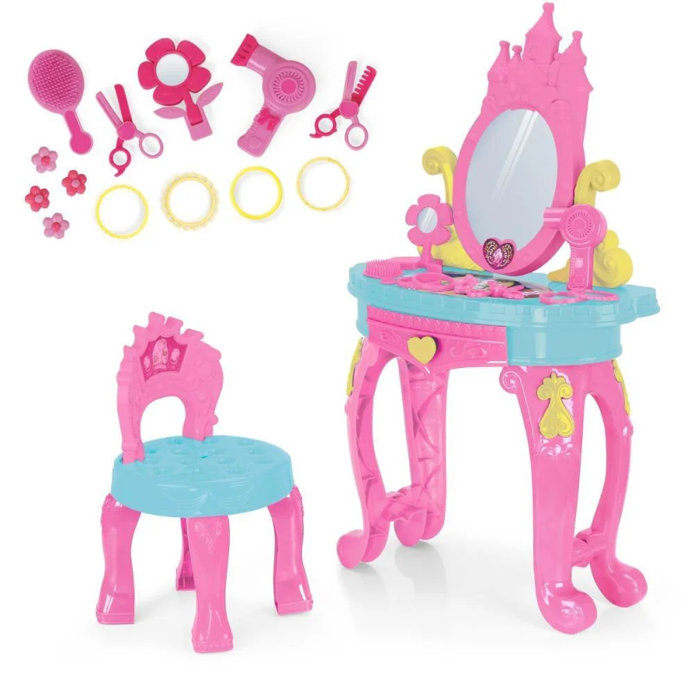 Maquiagem E Beleza Infantil Penteadeira De Princesa C/Banc Homeplay