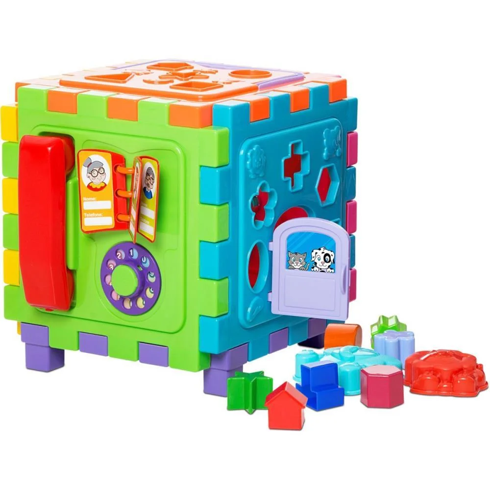 Brinquedo Educativo Cubo Didatico Grande 2 Em 1 Merco Toys