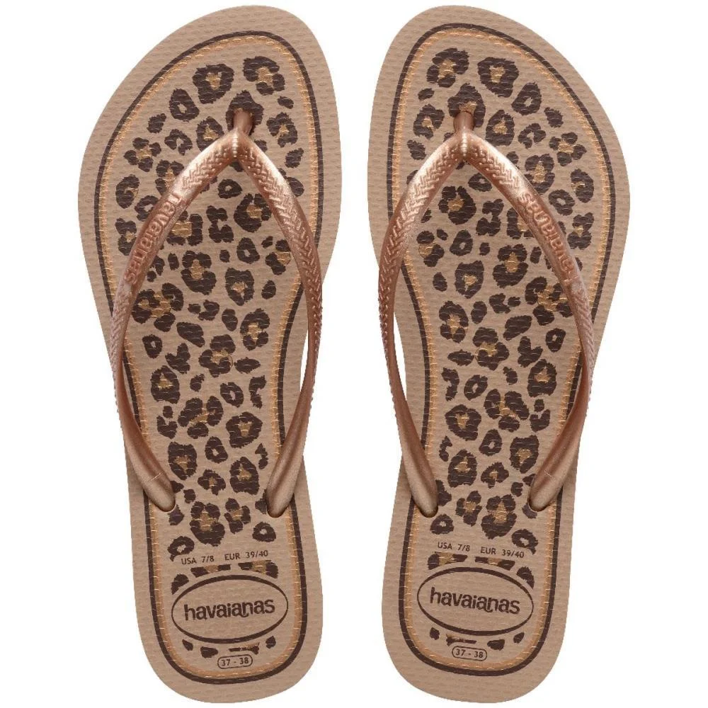 Chinelo Havaianas Feminino Slim Animals 35/6 Rose Gold Havaianas (Par)