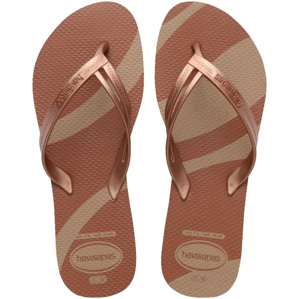 Chinelo Havaianas Feminino Elegance Print 37/8 Rose Gold Havaianas (Par)