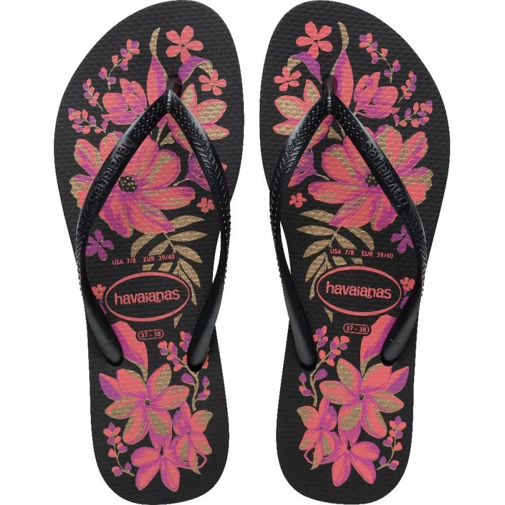 Chinelo Havaianas Feminino Slim Organic 39/0 Preto/Ouro Havaianas (Par)