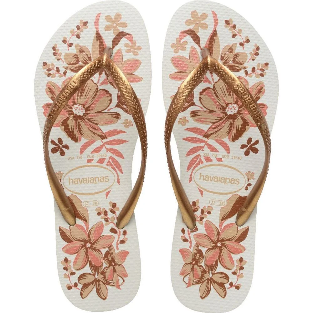 Chinelo Havaianas Feminino Slim Organic 39/0 Branco/Ouro Havaianas (Par)
