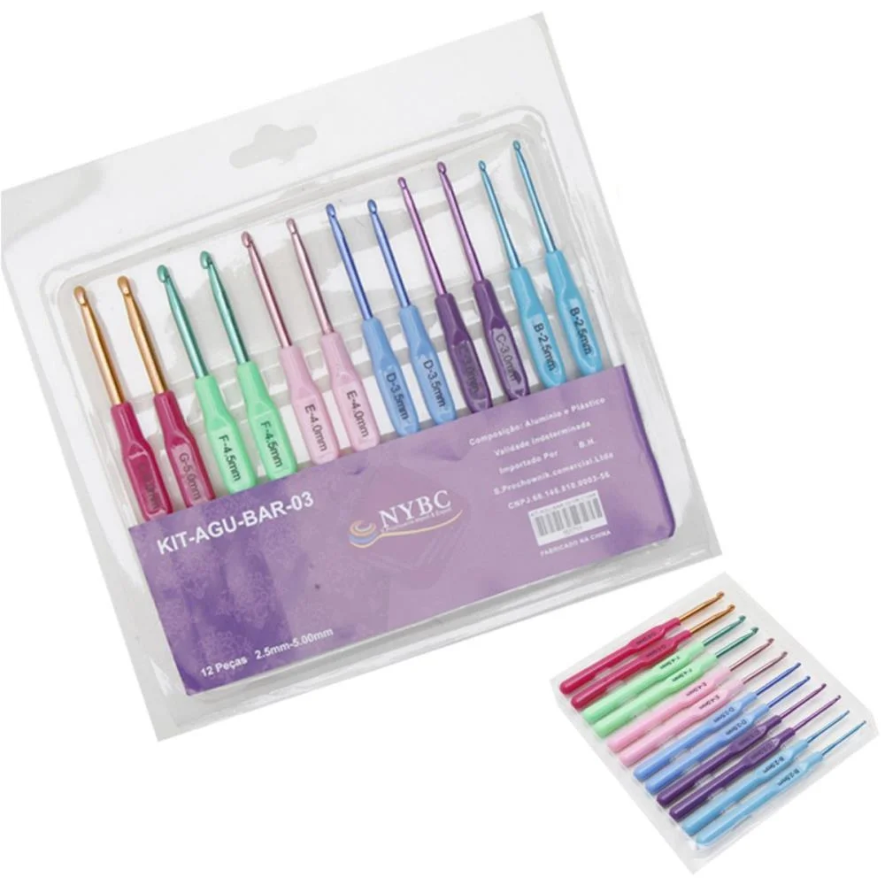 Agulha Para Croche Kit C/12 Agulhas Sortidas Nybc (Blister)