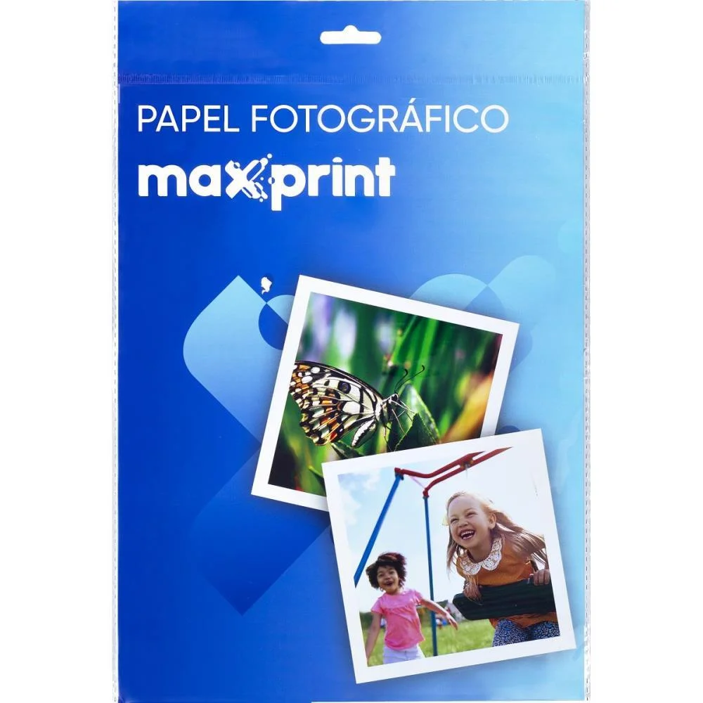 Papel Fotografico Inkjet A4 Glossy Adesivo 135G Maxprint 20 Unidades