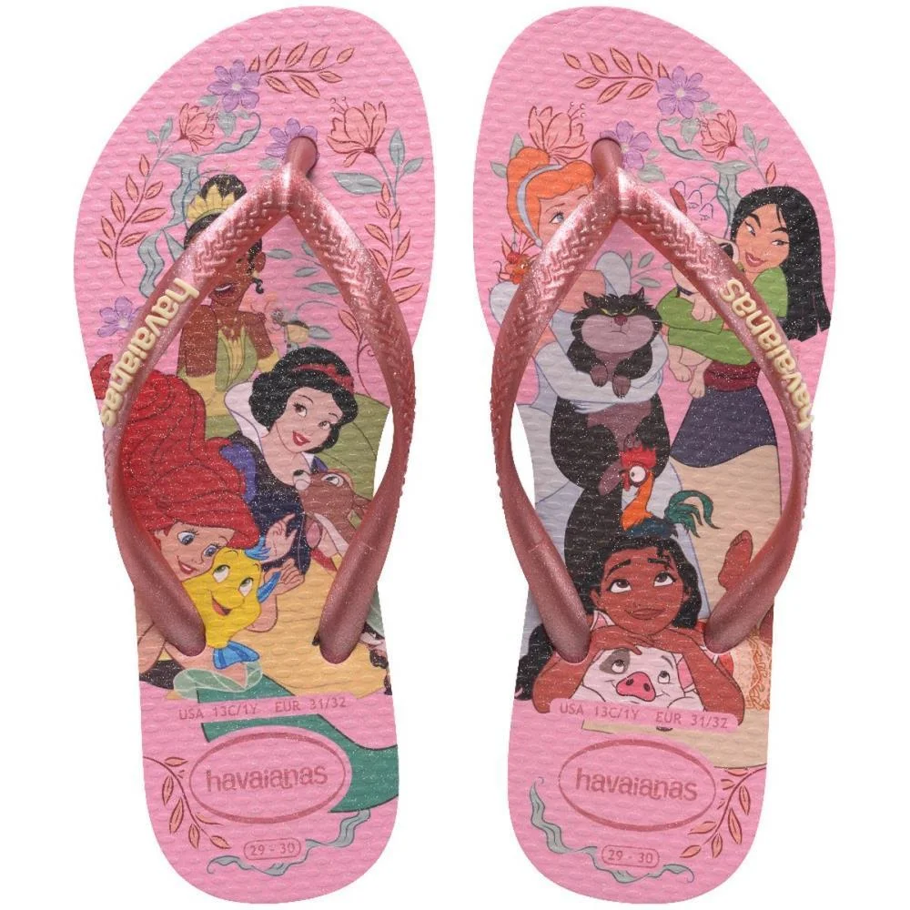 Chinelo Havaianas Infantil Princesas Slim Kids 29/0 Rosa Havaianas (Par)
