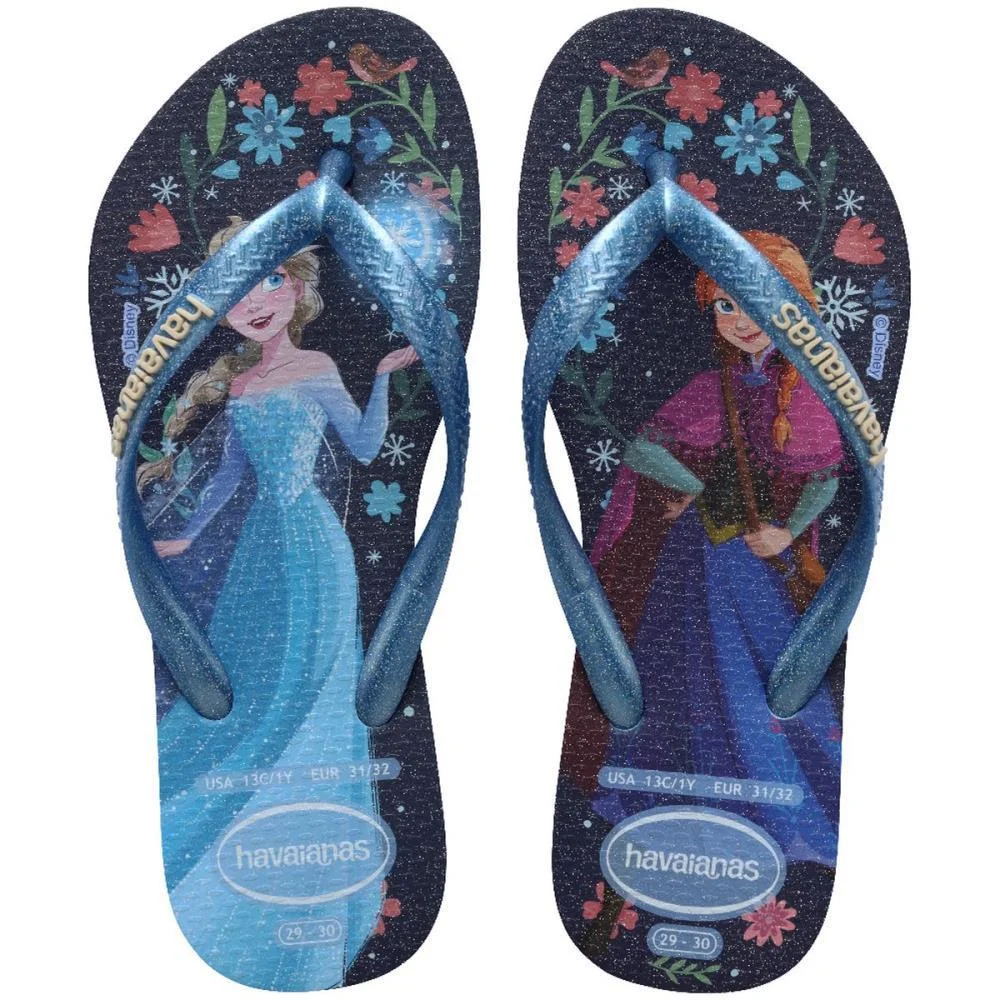 Chinelo Havaianas Infantil Princesas Slim Kids 25/6 Azul Havaianas (Par)