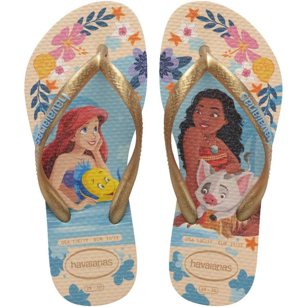 Chinelo Havaianas Infantil Princesas Slim Kids 27/8 Palha Havaianas (Par)