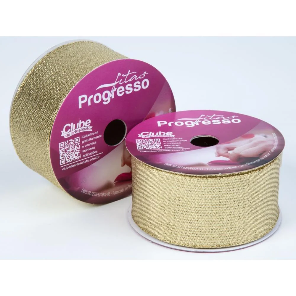 Fita Metalizada 38Mm 10M. Ouro Aramada Fitas Progresso