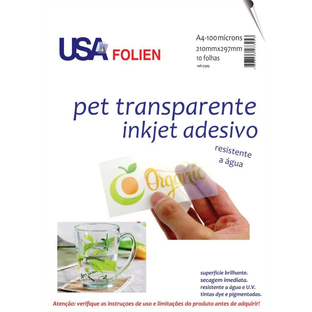Papel Fotografico Inkjet A4 Vinil Ades.semi Trasparente Usa Folien 10 Unidades