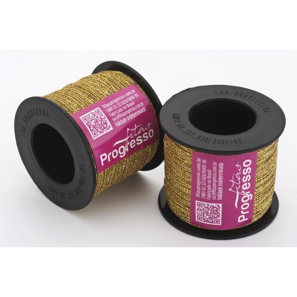 Fita Metalizada 1Mm 100M. Ouro Cordao Aramado Fitas Progresso (Carretel)