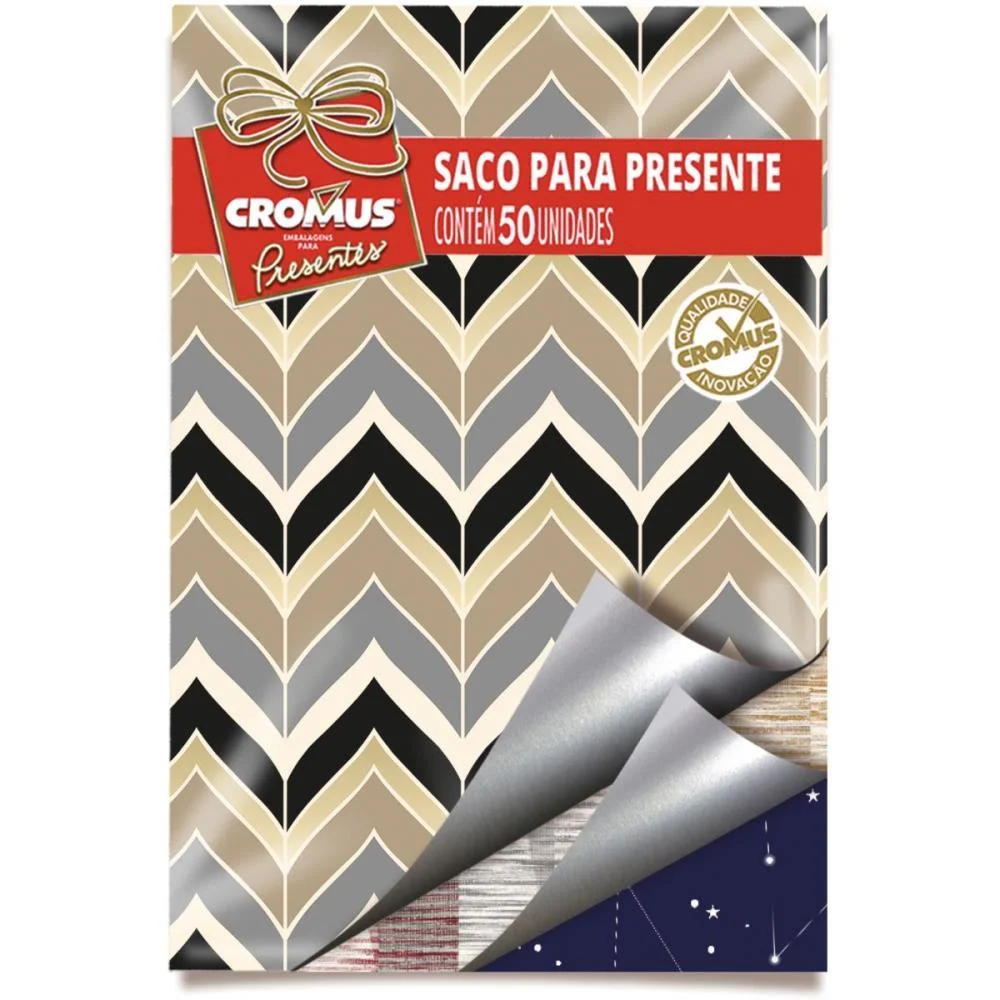 Saco Metalizado 25X37Cm Casual Sortido Cromus (Pct.c/50)