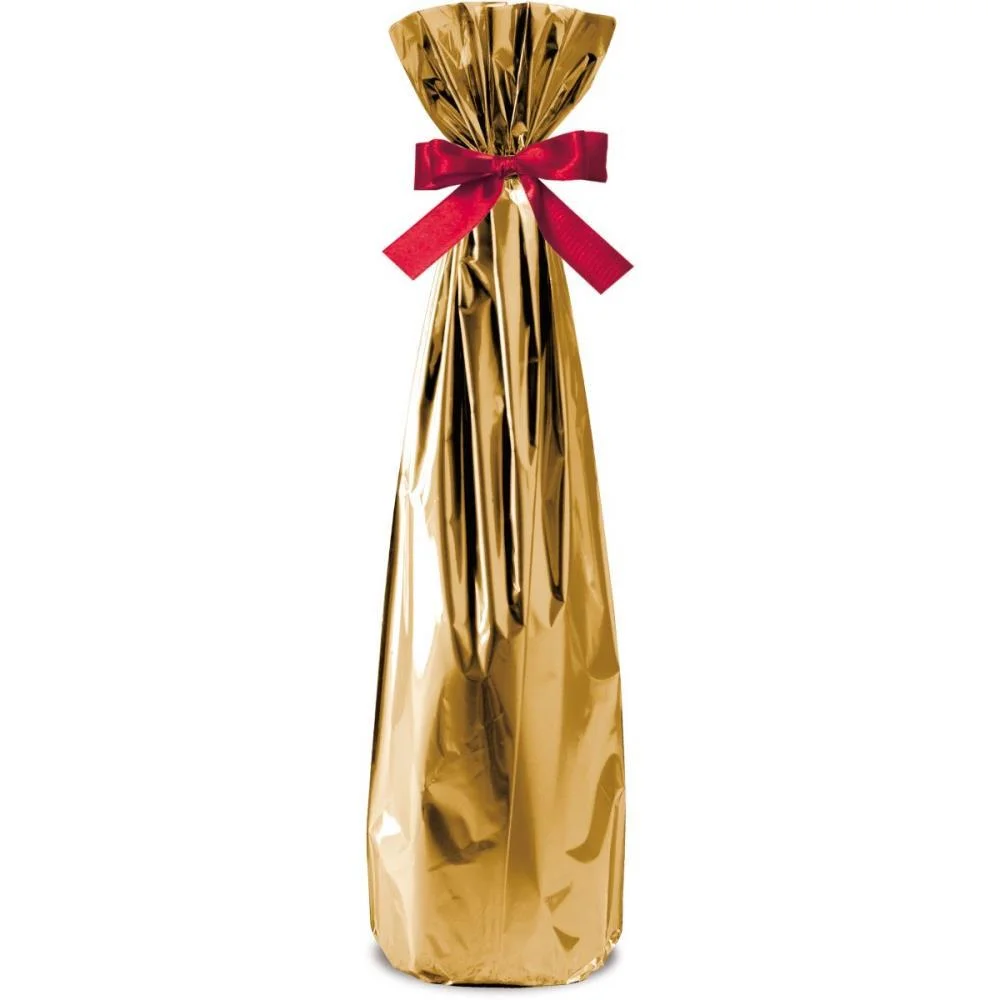 Embalagem Para Garrafa Saco Metaliz.dourado 15X44Cm Cromus (Pct.c/50)