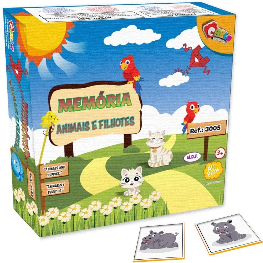 Jogo Da Memoria Animais E Filhotes 40Pçs Carlu