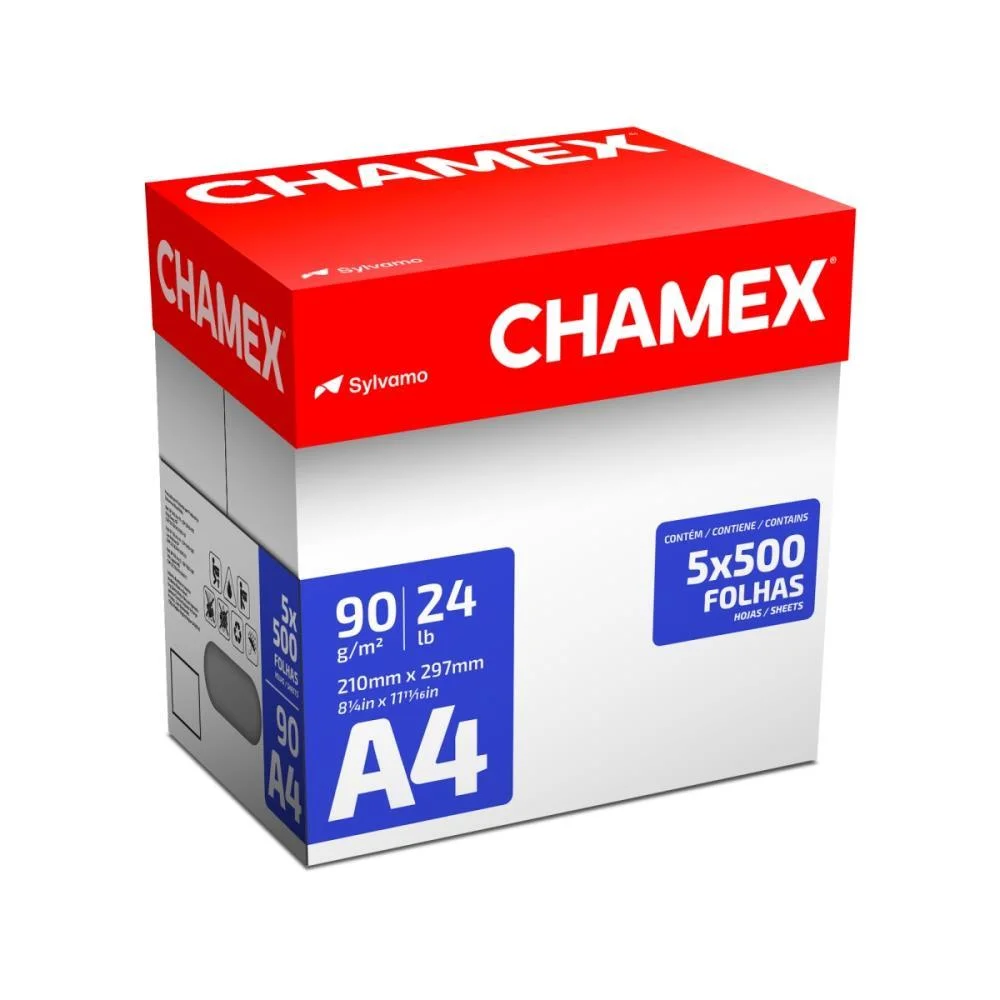 Papel Sulfite A4 Chamex Super 90G 5 Pctx500 Fls Chamex C/ 5 Unidades