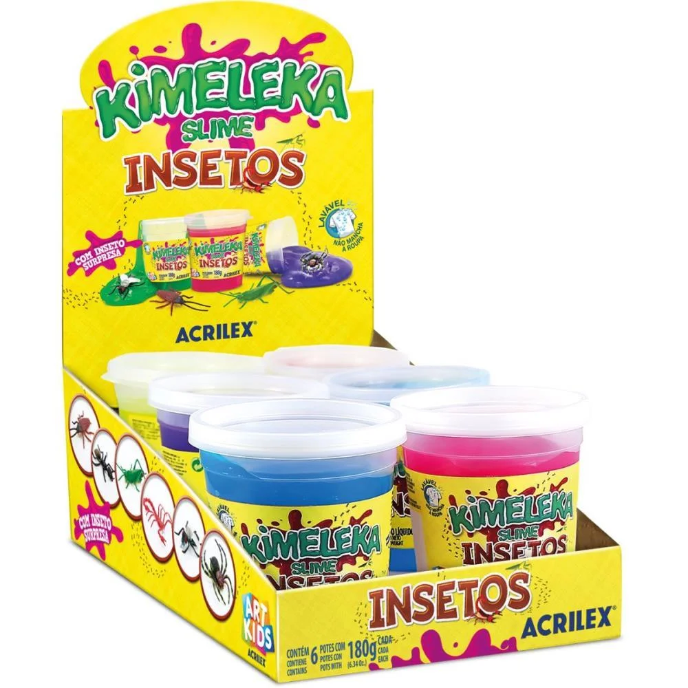 Slime Kimeleka Insetos 180G Sort. Acrilex (Cx.c/06)