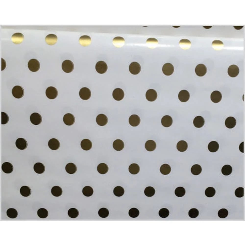 Papel Presente Bobina Couche 40Cm.mod.336 Bolinhas Ouro V.m.p. (Bo-100Mts)