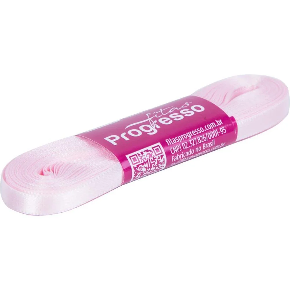 Fita De Cetim 07Mm 10M. Rosa Claro 206 Fitas Progresso