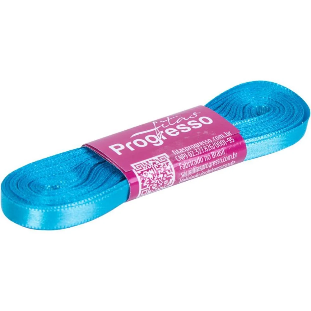 Fita De Cetim 07Mm 10M. Azul Turqueza 213 Fitas Progresso