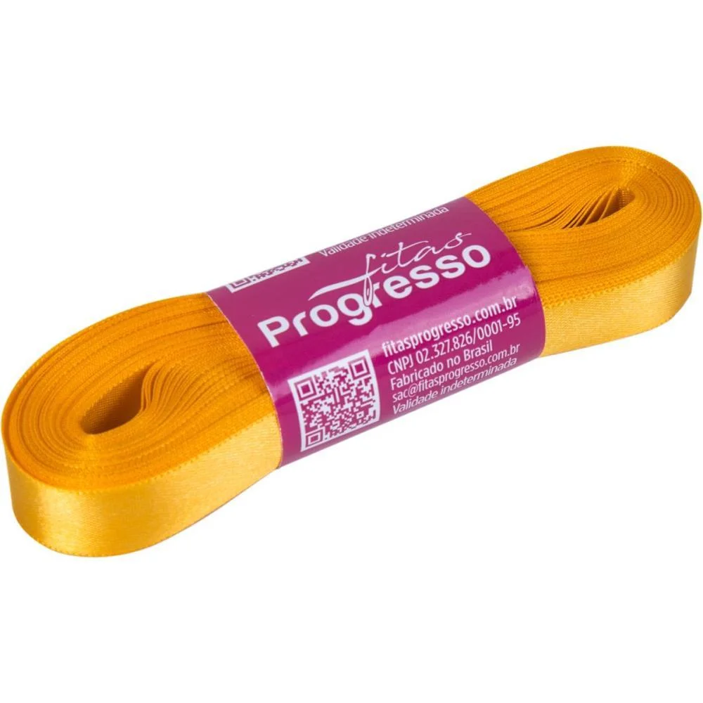 Fita De Cetim 15Mm 10M. Amarelo Ouro 038 Fitas Progresso