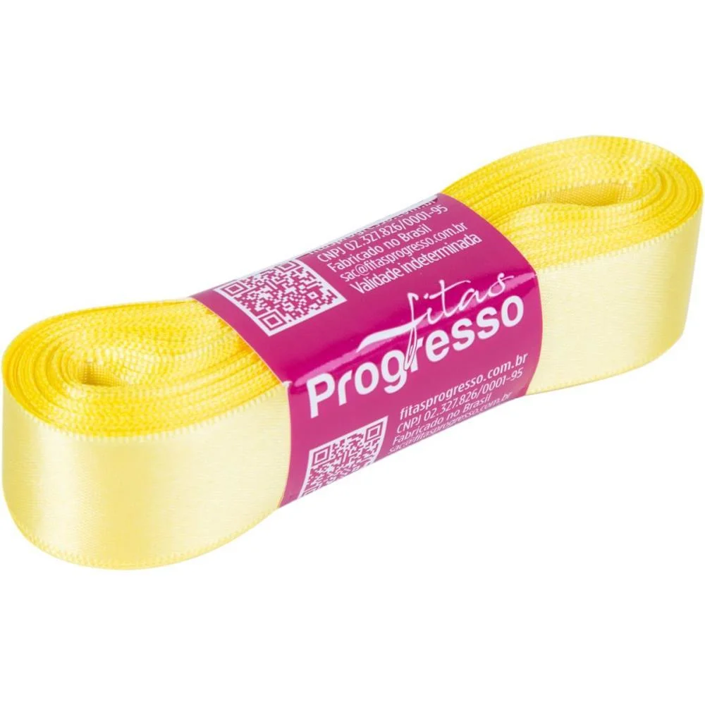 Fita De Cetim 22Mm 10M. Amarelo Canari 242 Fitas Progresso