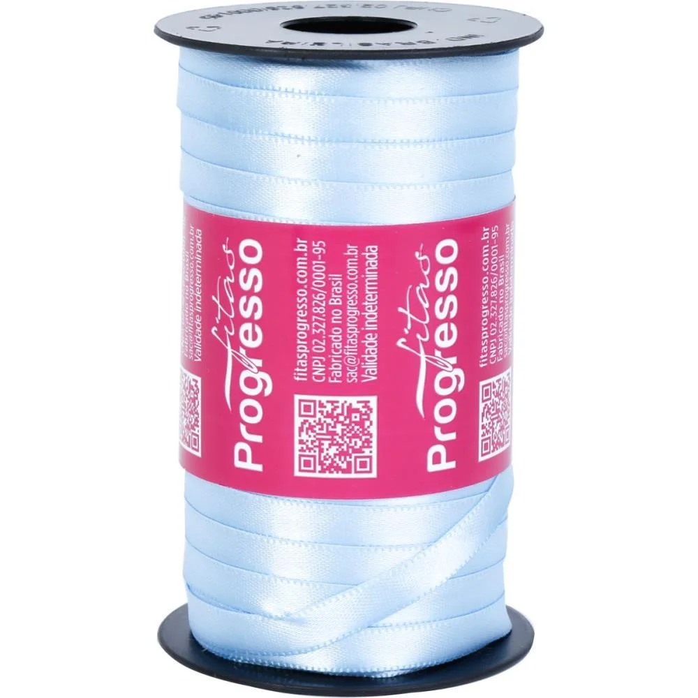 Fita De Cetim 07Mm 100M. Azul Bebe 212 Fitas Progresso (Carretel)