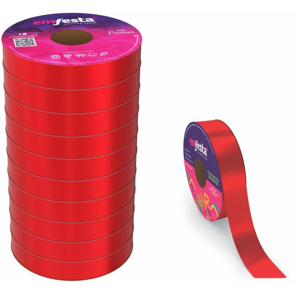 Fita Poli Lisa 15X50M Vermelha Emfesta (Pct.c/10)