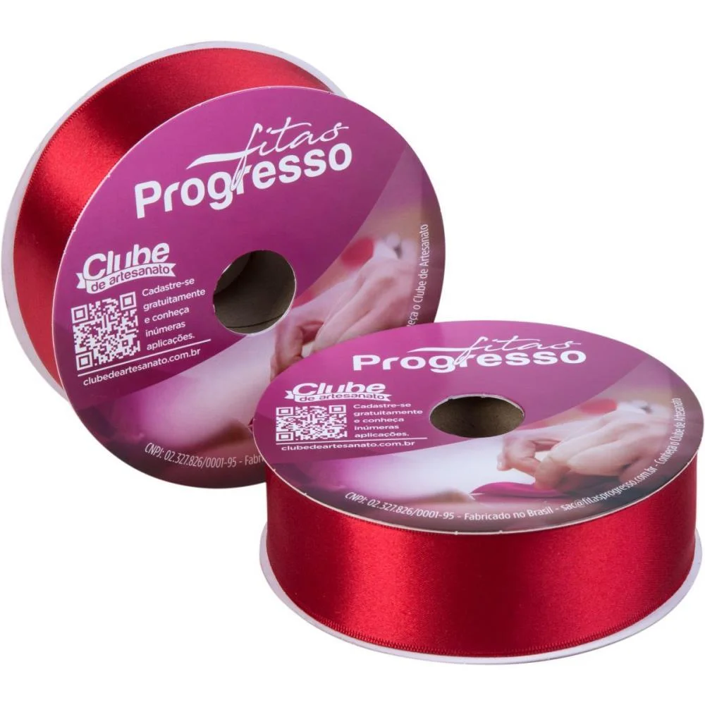 Fita De Cetim 38Mm 50M. Vermelho 209 Fitas Progresso (Rolo)