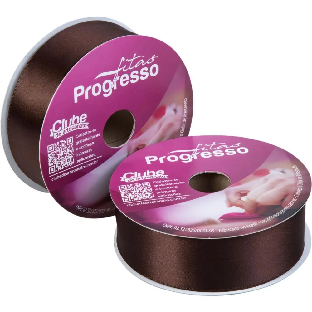 Fita De Cetim 38Mm 50M. Marrom Cafe 340 Fitas Progresso (Rolo)