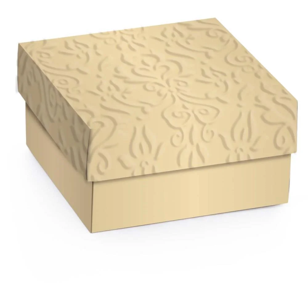 Caixa Para Presente Com Tampa Mini C/Relevo Ouro G 12Cm. Cromus (Pct.c/10)